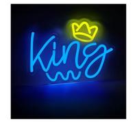 Luces Art Decoration Christmas Letreros De Neón Con Forma De Corona, Con Alimentación USB, Letras Del Rey, Luces De Neón, Ideales Para Restaurantes, Pubs Decoración 24.8cmx34cm