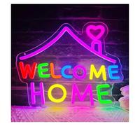 Luces Art Decoration Christmas Letreros De Neón "Welcome Home" Con Luces LED Regulables Para Decoración De Pared, Ideales Para Jardín, Entrada De Casa, Hotel, 31cmх25cm