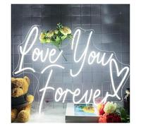 Luces Art Decoration Christmas Luces De Neón Love You Forever Heart, Letreros De Neón Rosa Con Alimentación USB, Para Bodas Y Decoración De Salas De Estar 30cmx42cm(UN)