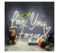 Luces Art Decoration Christmas Luces De Neón Love You Forever Heart, Letreros De Neón Rosa Con Alimentación USB, Para Bodas Y Decoración De Salas De Estar 30cmx42cm(C)