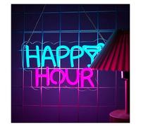 Luces Art Decoration Christmas Luz De Neón Happy Hour, Alimentación Por USB, Con Regulador De Intensidad, Para Bares, Fiestas Y Decoración Del Hogar 31x18cm