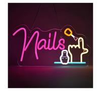 Luces Art Decoration Christmas Luz De Neón LED"Nails" Para Decoración De Pared, Letrero Para Salón De Belleza, Salón De Uñas, Spa, Estudio, Dormitorio, Regulable, 22cmх42cm