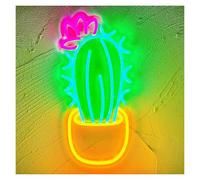 Luces Art Decoration Christmas Luz LED De Neón De Cactus Regulable Para Dormitorio Club Hotel Pub Cafetería Fiesta De Cumpleaños Habitación Hogar Decoración De Pared Única 21cmx42cm