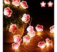 Luces Cadena Flores Luces Flores Cerezo Rosa Hadas 13 Pies 40 LEDs Luces Decorativas Funciona con USB y Batería para Boda y Día de San Valentín Niñas