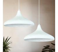 Luces Champion Lámpara de Cocina, Colgante Vintage Techo, Pantallas de 35 cm y Lámpara de Isla de Cocina de Metal Blanco