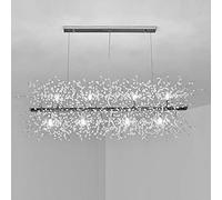 Luces colgantes ajustables modernas, lámpara de diente de león LED de cristal para sala de estar, comedor, restaurante - luz dorada y cálida, 92x40 cm (plata y luz cálida 72x40 cm) Beauty Comes
