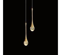 Luces Colgantes LáMparas De Cocina Led Regulables LáMpara Colgante Dorada Moderna Mini IluminacióN Colgante De Cristal En Forma De Gota De Agua Para Cocina Isla Dormitorio Pasillo Entrada (2 Luces)