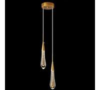 Luces colgantes Lámparas de cocina LED regulables Lámpara colgante dorada moderna Mini iluminación colgante de cristal en forma de lágrima para cocina Isla Dormitorio Pasillo Entrada (2 luces)