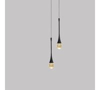Luces Colgantes LáMparas De Cocina Led Regulables LáMpara Colgante Negro Moderna Mini IluminacióN Colgante De Cristal En Forma De Gota De Agua Para Cocina Isla Dormitorio Pasillo Entrada (2 Luces)