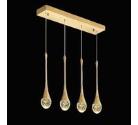 Luces Colgantes LáMparas De Cocina Led Regulables LáMpara Colgante Oro Moderna IluminacióN Colgante De Cristal En Forma De Gota De Agua Para Cocina Isla Dormitorio Pasillo Entrada (4 Luces)