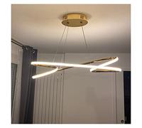 Luces colgantes LED modernas chapadas en cromo dorado para comedor, cocina, lámpara colgante LED, lámpara LED moderna (color: dorado, tamaño regulable: 80 x 30 x 120 cm) (blanco cálido, 80 x 30 x 120