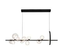Luces colgantes modernas Lámparas de interior LED 6 luces Lámpara colgante lineal negra Isla de cocina Lámpara colgante de techo circular LED Globo Vidrio transparente Comedor Sala de estar Luminaria