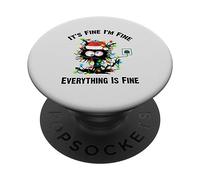 Luces de árbol de Gato Negro It's Fine I'm Fine Everything Is Fine PopSockets PopGrip Adhesivo