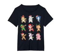 Luces de árbol de Navidad Dabbing Santa Crew para Hombres y niños Camiseta, Mujer Tallas Grandes, Negro, 1XL Grande