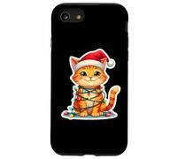 Luces de árbol de Navidad de Gato Naranja Sombrero de Papá Noel dueño Amante Navidad Carcasa para iPhone SE (2020) / 7/8