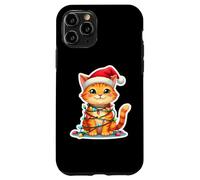 Luces de árbol de Navidad de Gato Naranja Sombrero de Papá Noel dueño Amante Navidad Carcasa para iPhone 11 Pro