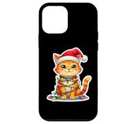 Luces de árbol de Navidad de Gato Naranja Sombrero de Papá Noel dueño Amante Navidad Carcasa para iPhone 12 Mini
