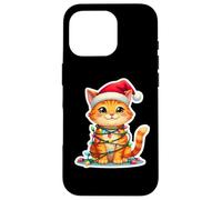 Luces de árbol de Navidad de Gato Naranja Sombrero de Papá Noel dueño Amante Navidad Carcasa para iPhone 16 Pro