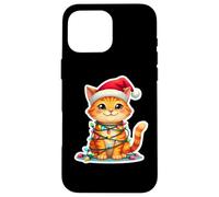 Luces de árbol de Navidad de Gato Naranja Sombrero de Papá Noel dueño Amante Navidad Carcasa para iPhone 16 Pro MAX