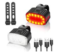 Luces de Bicicleta Delantera y Trasera, 2 Piezas 6 Modos Farto para la Bicicleta y luz Trasera Juego IPX4 Impermeables Luces LED de Recargables para de conducción Nocturna Juego d