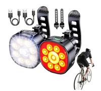 Luces de bicicleta establecidas, luces de bicicleta impermeables recargables al frente y trasera 8+7 modos de iluminación para montar nocturno, adecuado para hombres, mujeres, jóvenes y niños