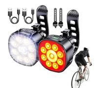 Luces de Bicicleta establecidas, Luces de Bicicleta Impermeables Recargables al Frente y Trasero 8+7 Modos de iluminación para Montar Nocturno, Adecuado para Hombres, Mujeres, jóvenes y niños, Faros