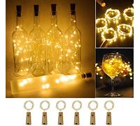 Luces de Botella, 6PCS 2M 20LED para Fiesta Navidad en el Festival de Bodas de Halloween, Blanco Cálido