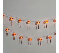 Luces de cadena de linterna china roja, linternas colgantes de la suerte LED a prueba de agua, luces de decoración festivas de Año Nuevo que funcionan con baterías (Con borla 3 metros/9,8 pies 20