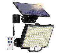 Luces de calle solares al aire libre 106 LED Sensor movimiento súper brillante Lámpara pared jardín potencia fuerte IP65 a prueba agua 4 modos trabajo ,Ahorro de energía(106 LED-Control,2pieces)
