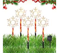 Luces de camino de Navidad al aire libre, 5 piezas, luces solares de Navidad copo de nieve para camino, lámparas de estaca LED impermeables para jardín, fiestas de año nuevo