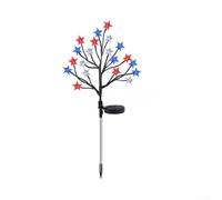 Luces de camino solares patrióticas 4 en 1 Estaca de estrellas rojas blancas azules impermeables 8 modos para el 4 de julio Día de la Independencia al aire libre jardín césped decoración 72 cm