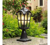 Luces de columna al aire libre de estilo europeo, Luces de pilar E27 rústica a prueba de agua, Lámpara de poste Patio de aluminio Vintage, Paisaje Farola para Jardín Villa Balcón