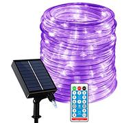 Luces de Cuerda Solar Exterior,KINGCOO Impermeable 72FT 200LED Tubo Alambre de Cobre 8 Modos Solar Guirnaldas Luminosas para Jardín Yarda Boda Partido Navidad Iluminación Decorativas (Púrpura)