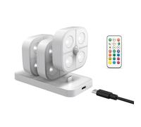 Luces De Disco LED: Lámpara Nocturna Inalámbrica, Barra Magnética | Iluminación Multimodo RGB, Construcción De ABS Recargable, Control De Sensor De Movimiento Con Base De Carga Remota, Uso En Escalone