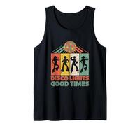 Luces de discoteca y buenos tiempos vintage de los años 70 bailando baile retro Camiseta sin Mangas