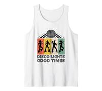 Luces de discoteca y buenos tiempos vintage de los años 70 bailando baile retro Camiseta sin Mangas
