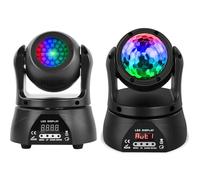 Luces de DJ de cabeza móvil 15W Luces de escenario LED de cabeza móvil de doble cara con caleidoscopio e iluminación de escenario, DMX y control activado por sonido Foco Luces de fiesta(una pieza)