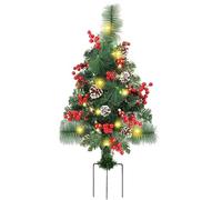 Luces de estaca para árbol de Navidad, luces solares versátiles para árboles de Navidad, 20 luces LED exteriores que funcionan con pilas, luz de Navidad con bayas y piñas de pino para patio, césped