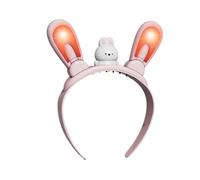 Luces de fantasía recargables con luz para la cabeza, orejas de conejo luminosas, con orejas oscilantes que cambian de color, diadema para divertirse, ritmo sencillo, rosa