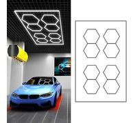 Luces de garaje hexagonales, luces LED hexagonales de techo hexagonales de detallar el tamaño del automóvil con nido de abeja ajustable, para el cuidado del automóvil, lavadero de autos y garaje