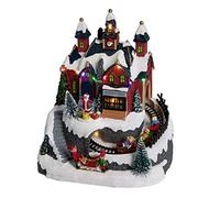 Luces de Hadas y Navidad Pueblo de Navidad Brillante, Taller de Regalos y Tren