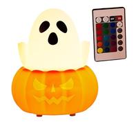 Luces de Halloween Interior - Lámpara Nocturna Silicone Fantasmita Calabaza | Decoración LED Divertida Iluminación Colorida Para Chimenea Dormitorio Infantil Escritorio Sala Decoración Navideña