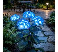Luces de hortensias de hadas, luces de hortensias de hadas, luces solares de hortensias de hadas, luz LED colorida impermeable IP65, tiempo de iluminación de 15 horas, da vida a tu jardín (azul-1