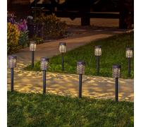 Luces De Jardín De Poste De Metal LED RGB De Energía Solar Para Camino Exterior