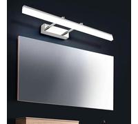 Luces de lámparas de pared Mirror LED Baño largo Interior 180 ° Diseño rectangular de hierro acrílico moderno rotativo para el corredor de escaleras de dormitorio (luz neutral de plata de 50 cm)