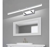 Luces de lámparas de pared Mirror LED Baño largo Interior 180 ° Diseño rectangular de hierro acrílico moderno rotativo para el corredor de escaleras de dormitorio (luz blanca plateada de 50 cm)
