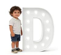 Luces De Letras Iluminadas LED Plástico 6000K,Iluminan Letreros Alfabeto 2,3/3/3/4 Pies For Bodas,Cumpleaños,Eventos Navidad, Bares, Decoración For Ocasiones Especiales(D,70cm)