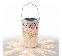Luces de linterna solar para exteriores - Lámpara decorativa de proyección floral de hierro, linterna colgante de jardín colorida, luz alimentada a prueba de agua | Para patio, casa, piscina, pasarela