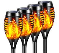 Luces de llamas Solar Exterior Jardin,YAZEKY 4 Piezas 12 LED Antorcha Luces Solares Jardin con llamas Realistas,IP65 Impermeable Luz Solar Exterior Lampara Luces para Decoración,Césped,Camino,Pasillo