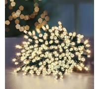 Luces De Navidad Cálidas Blancas 200 Multi-Acción Supabrights LED En Cable Verde